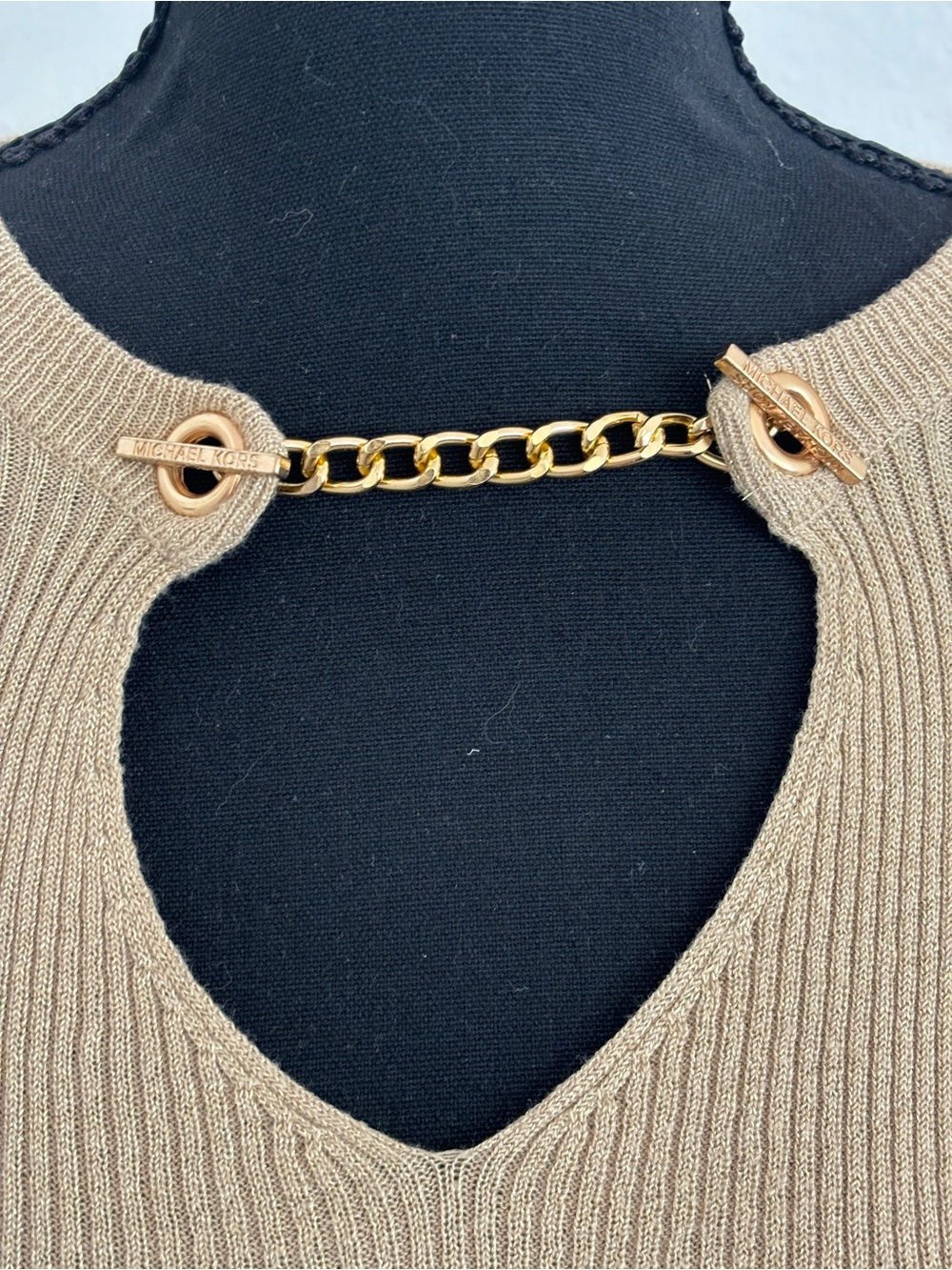 Y2K Style Michael Kors Metallic Gold Knit Long Sleeve Small - Picture 3 of 7